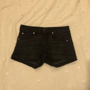 Black denim shorts